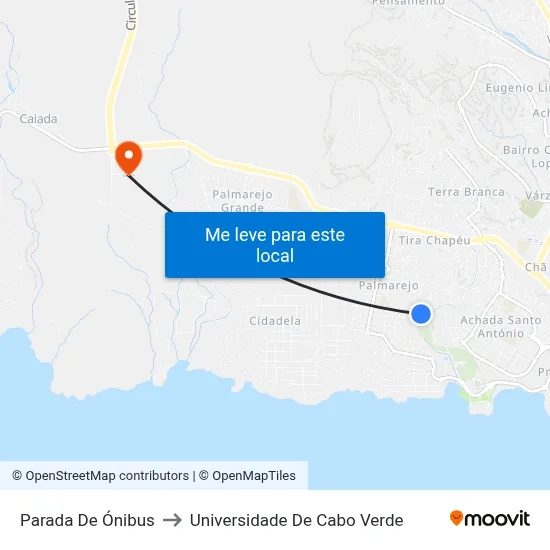 Parada De Ónibus to Universidade De Cabo Verde map