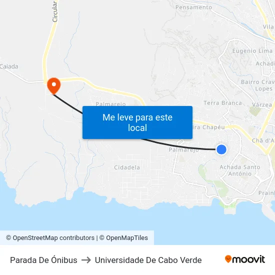 Parada De Ónibus to Universidade De Cabo Verde map