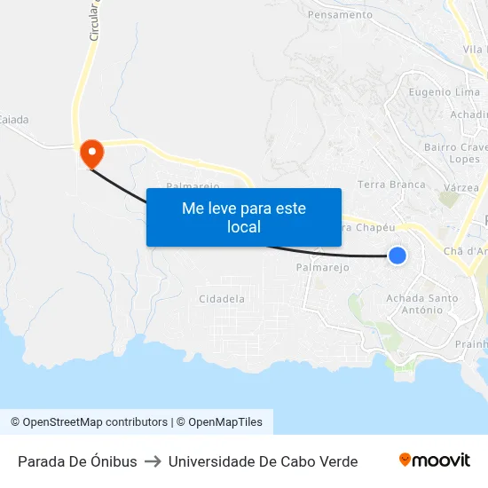 Parada De Ónibus to Universidade De Cabo Verde map