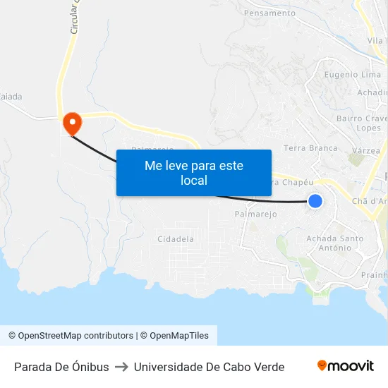 Parada De Ónibus to Universidade De Cabo Verde map