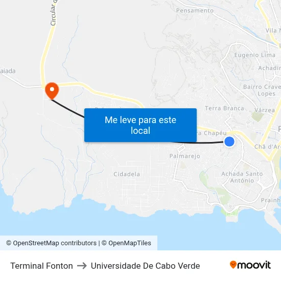 Terminal Fonton to Universidade De Cabo Verde map