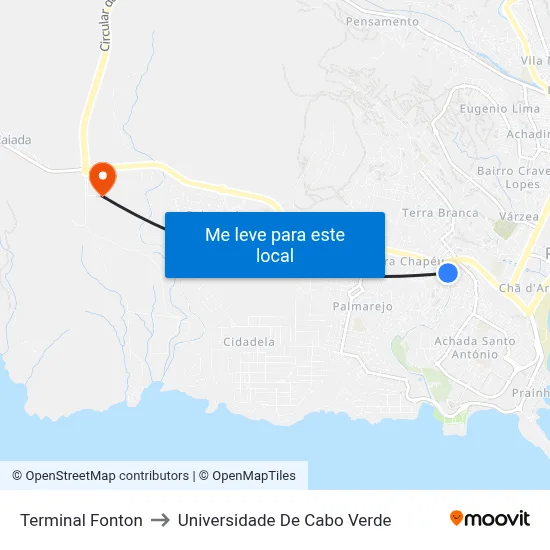 Terminal Fonton to Universidade De Cabo Verde map