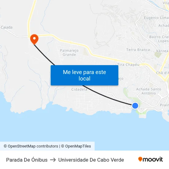 Parada De Ónibus to Universidade De Cabo Verde map
