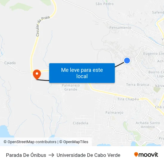 Parada De Ónibus to Universidade De Cabo Verde map