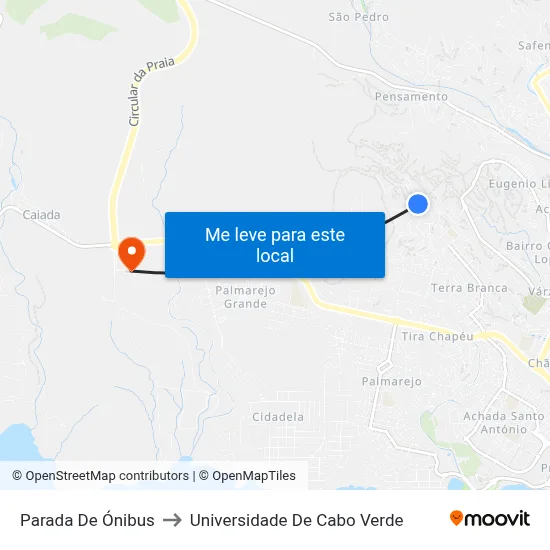 Parada De Ónibus to Universidade De Cabo Verde map