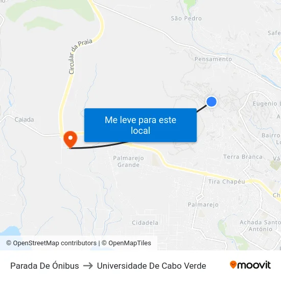Parada De Ónibus to Universidade De Cabo Verde map