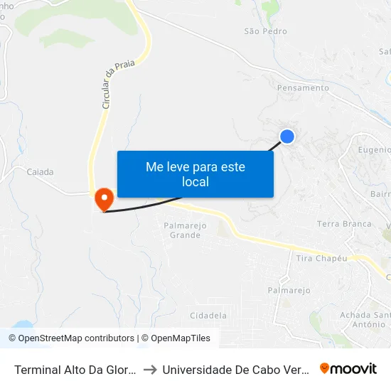 Terminal Alto Da Gloria to Universidade De Cabo Verde map