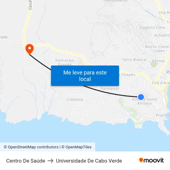 Centro De Saúde to Universidade De Cabo Verde map