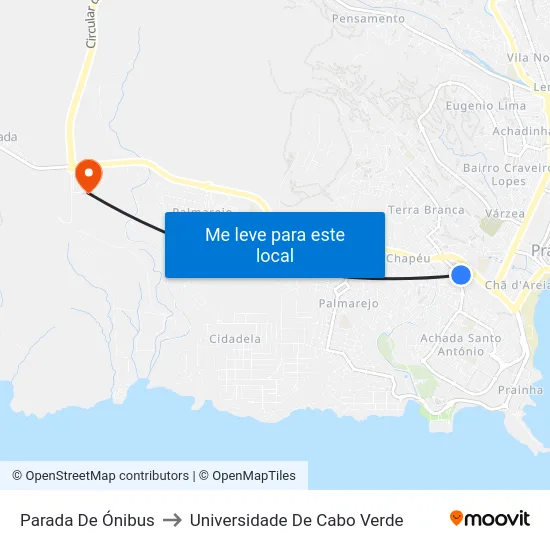 Parada De Ónibus to Universidade De Cabo Verde map