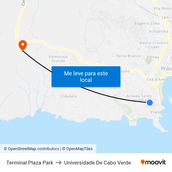 Terminal Plaza Park to Universidade De Cabo Verde map