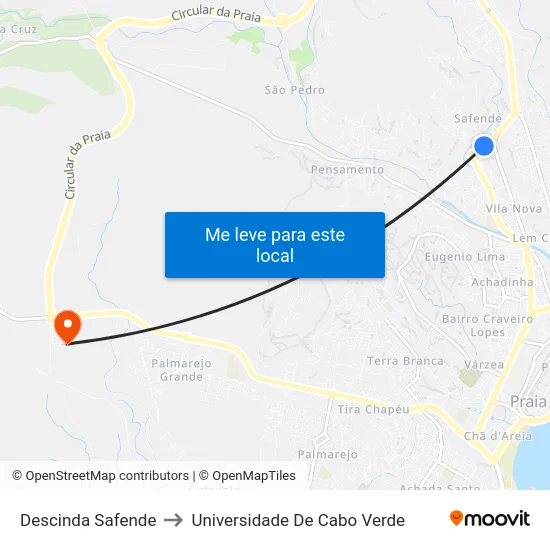Descinda Safende to Universidade De Cabo Verde map