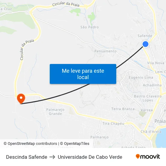 Descinda Safende to Universidade De Cabo Verde map