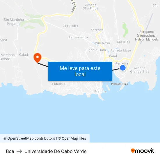 Bca to Universidade De Cabo Verde map