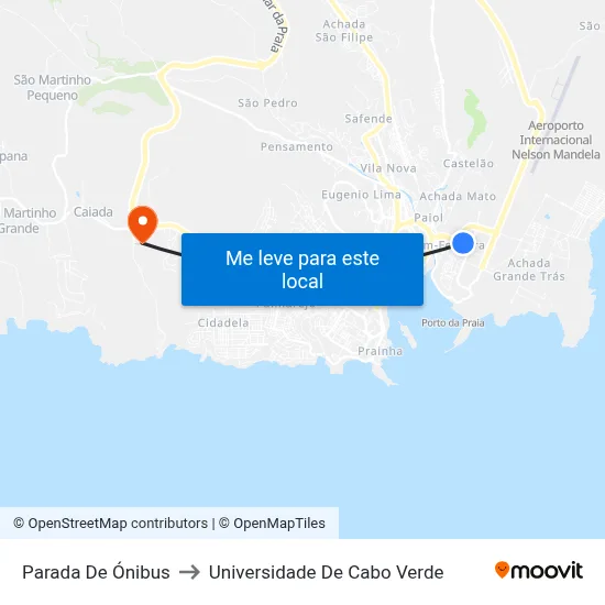 Parada De Ónibus to Universidade De Cabo Verde map