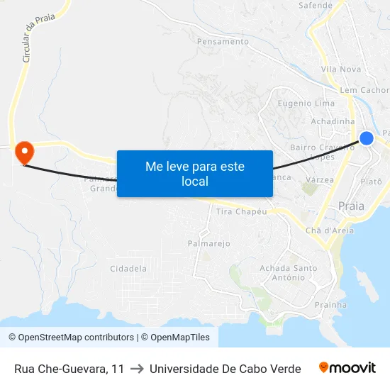 Rua Che-Guevara, 11 to Universidade De Cabo Verde map