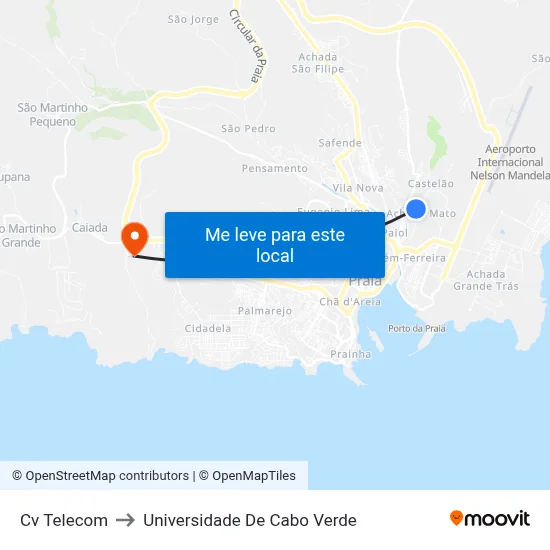 Cv Telecom to Universidade De Cabo Verde map