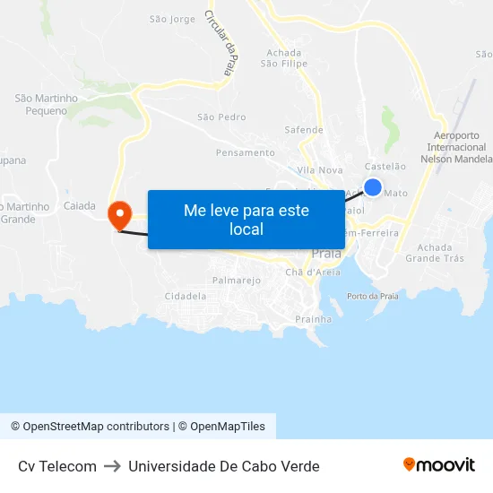 Cv Telecom to Universidade De Cabo Verde map