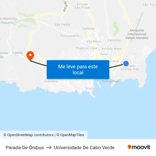 Parada De Ónibus to Universidade De Cabo Verde map
