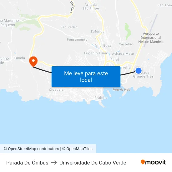 Parada De Ónibus to Universidade De Cabo Verde map