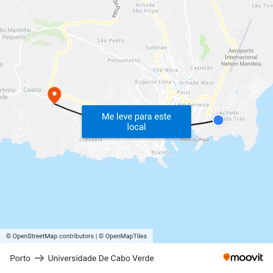Porto to Universidade De Cabo Verde map