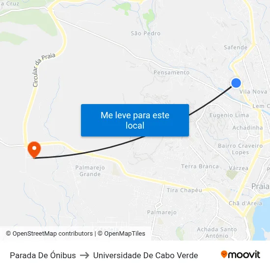 Parada De Ónibus to Universidade De Cabo Verde map