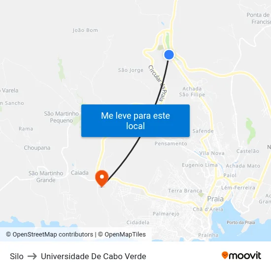 Silo to Universidade De Cabo Verde map