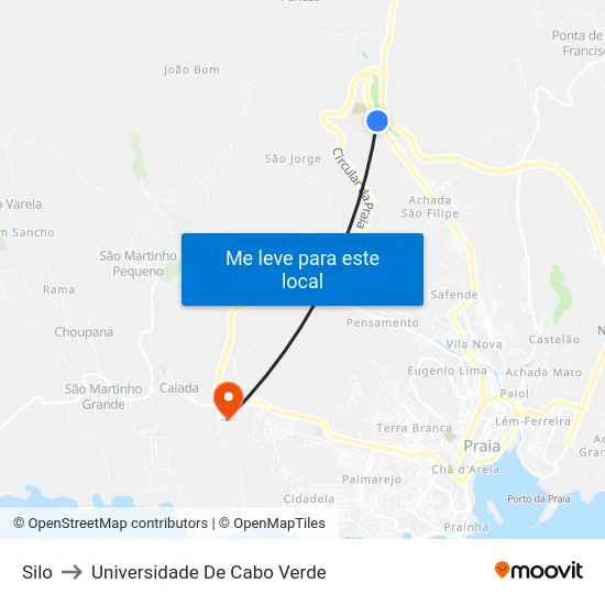 Silo to Universidade De Cabo Verde map