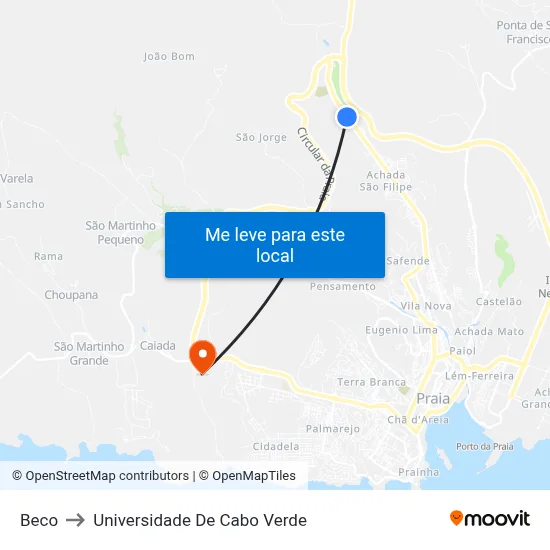 Beco to Universidade De Cabo Verde map