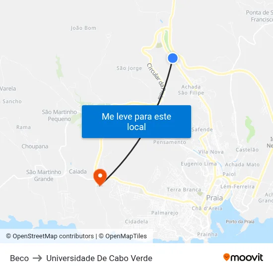 Beco to Universidade De Cabo Verde map