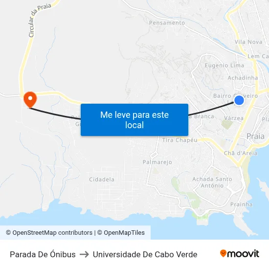 Parada De Ónibus to Universidade De Cabo Verde map