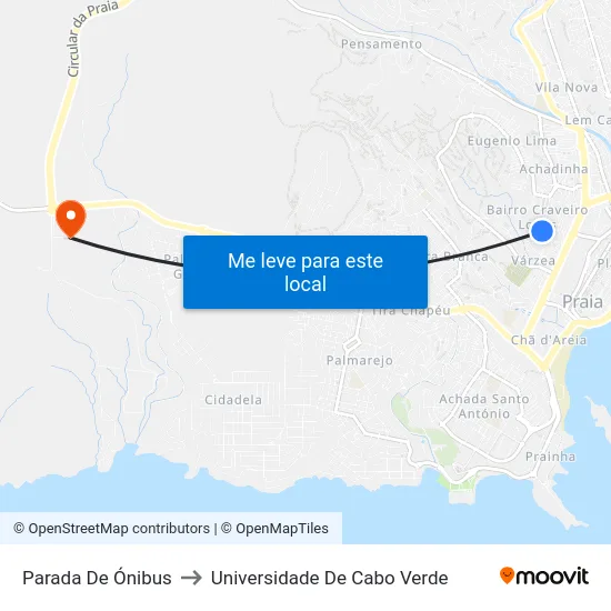 Parada De Ónibus to Universidade De Cabo Verde map