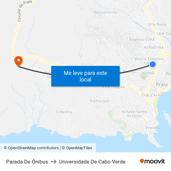 Parada De Ónibus to Universidade De Cabo Verde map