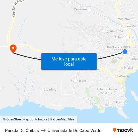 Parada De Ónibus to Universidade De Cabo Verde map