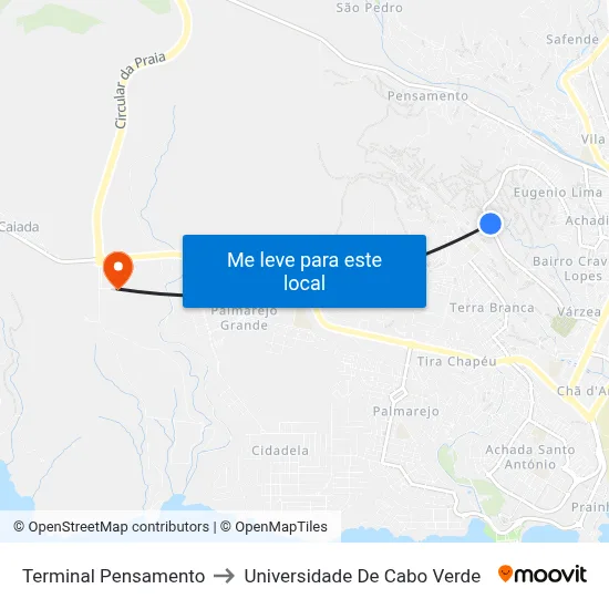 Terminal Pensamento to Universidade De Cabo Verde map