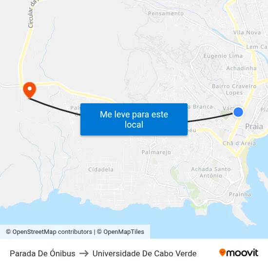 Parada De Ónibus to Universidade De Cabo Verde map