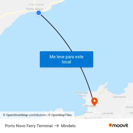 Porto Novo Ferry Terminal to Mindelo map