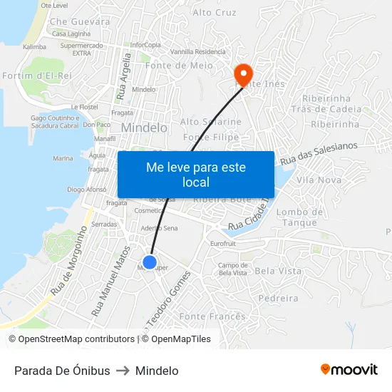 Parada De Ónibus to Mindelo map