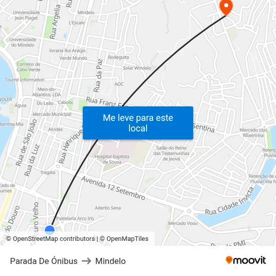 Parada De Ónibus to Mindelo map