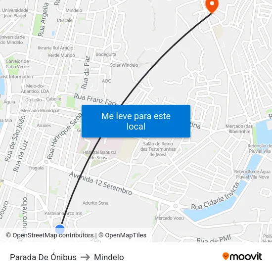 Parada De Ónibus to Mindelo map