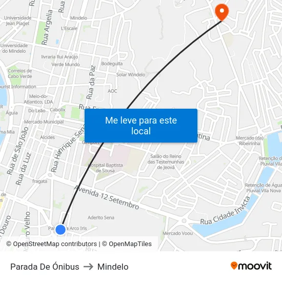 Parada De Ónibus to Mindelo map