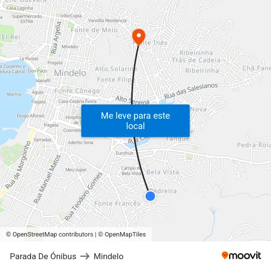 Parada De Ónibus to Mindelo map