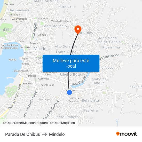 Parada De Ónibus to Mindelo map