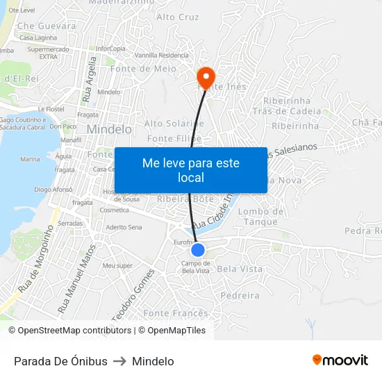Parada De Ónibus to Mindelo map