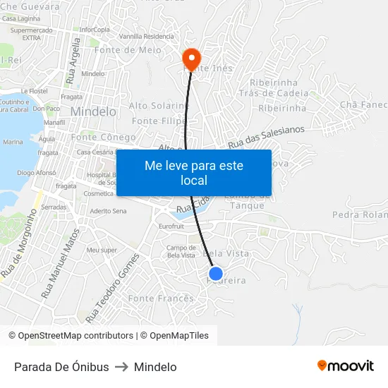 Parada De Ónibus to Mindelo map