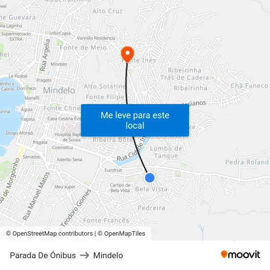 Parada De Ónibus to Mindelo map