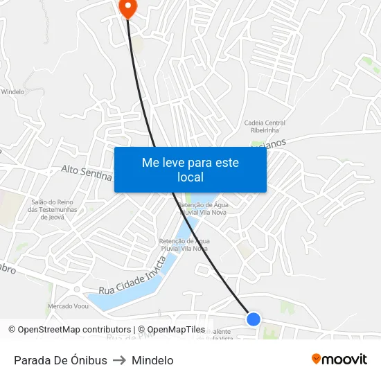 Parada De Ónibus to Mindelo map