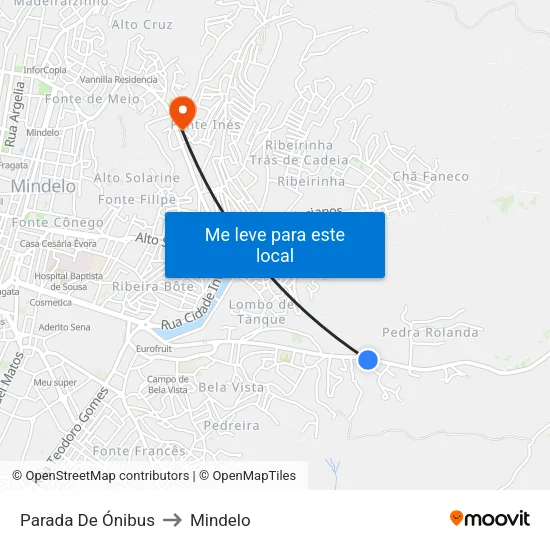 Parada De Ónibus to Mindelo map