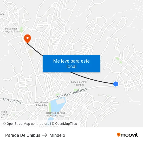 Parada De Ónibus to Mindelo map