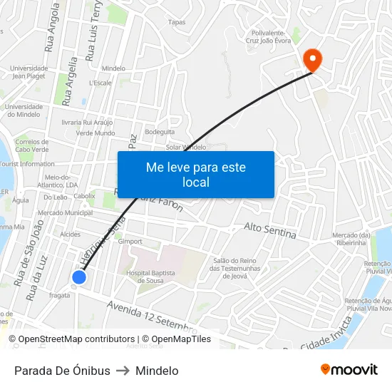 Parada De Ónibus to Mindelo map