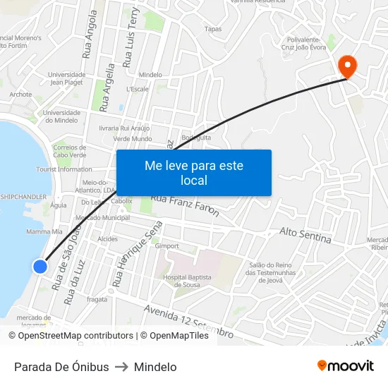 Parada De Ónibus to Mindelo map